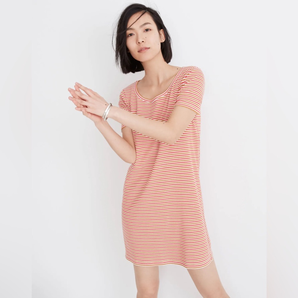 Madewell Striped Red and White Women's Tee Shirt Dress